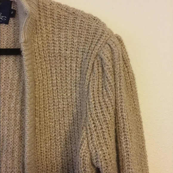 Monto Par Le Chois Tan Oversized Long Chunky Knit Cardigan with Puff Sho… - Picture 3 of 6